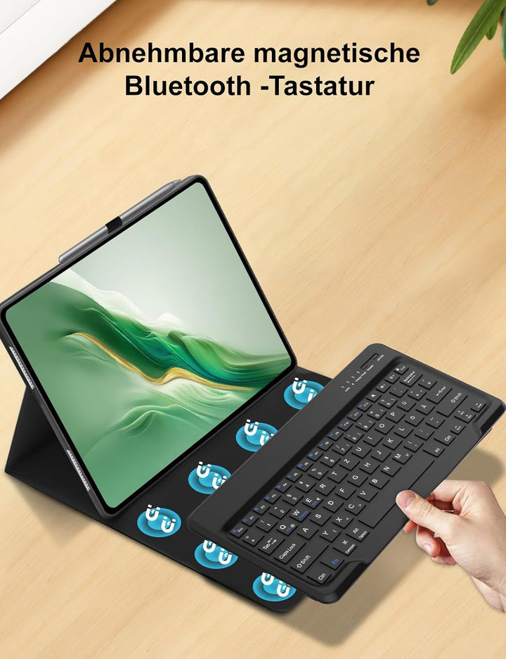 FOGARI Hülle mit Tastatur für Honor Magic Pad 2 Tablet 12,3 Zoll Schwarzer Honor MagicPad 2 12.3" 20