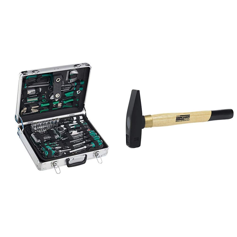 Brüder Mannesmann 124-tlg. Werkzeugsatz im Alukoffer, M29072 &amp; M76503 Schlosserhammer 300 g