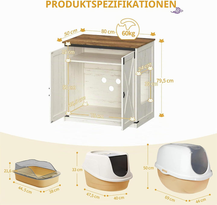Hzuaneri Katzenklo Schrank, Verstecktes Katzenschrank mit Stauraum, Katzenhaus mit Magnetischen, Bau