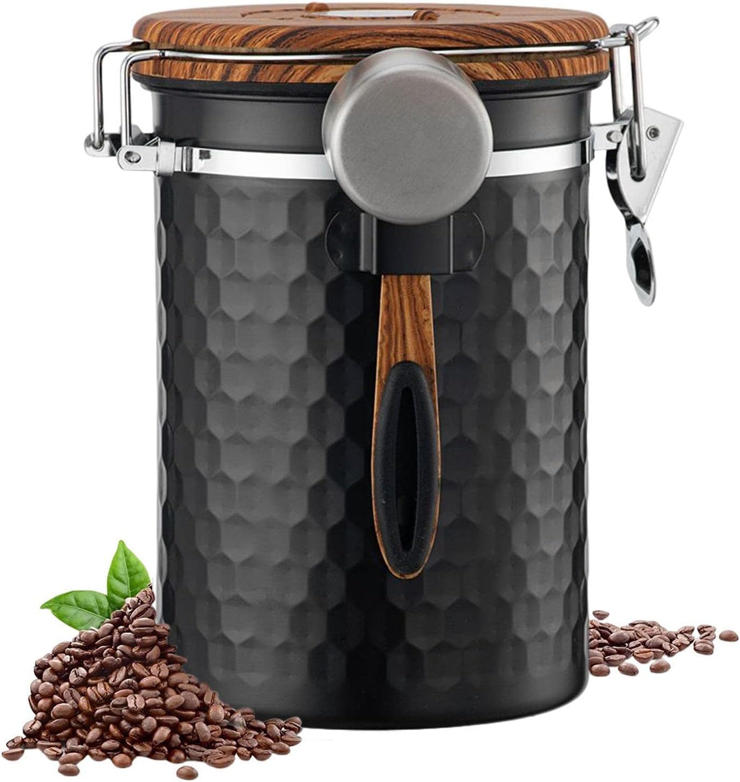 Kaffeedose, Kaffeedose Luftdicht Kaffeebohnen Behälter Edelstahl Kaffeebehälter Vorratsdose Vakuu Do