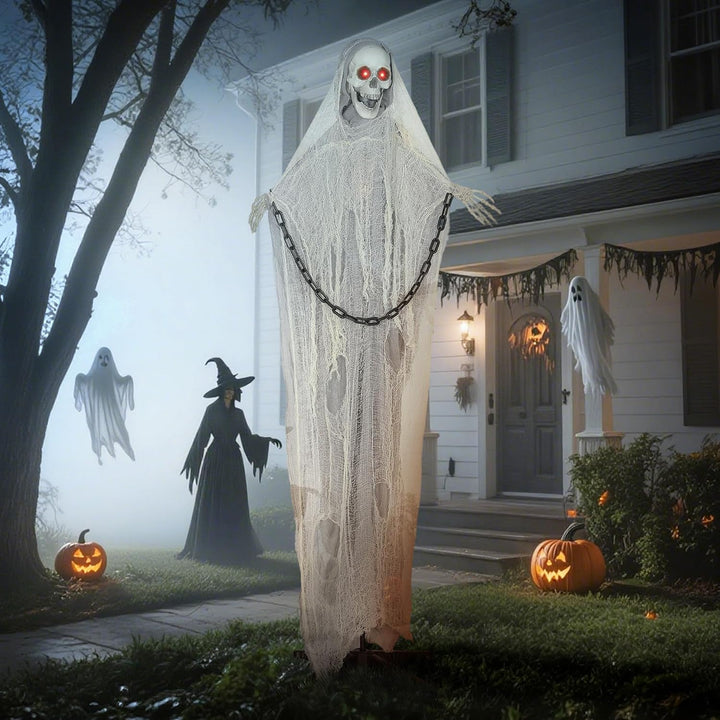 Outsunny Halloween Deko Sensenmann Outdoor 183cm Animiert Sprechende