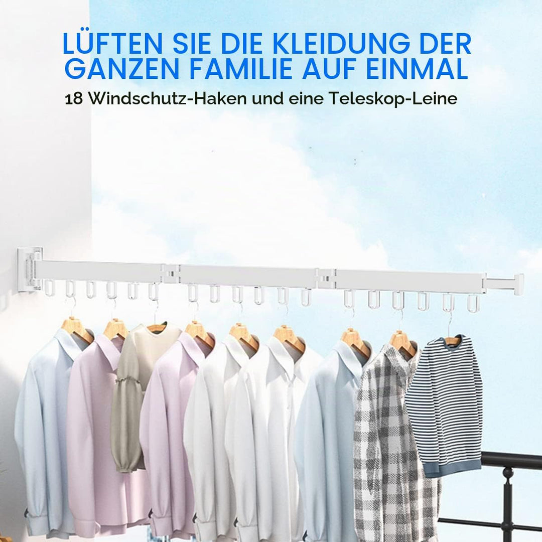 Einziehbarer Kleiderständer, Aluminium, Klappbar, Wandmontage, Wäscheständer mit Handtuchhalter, Kle