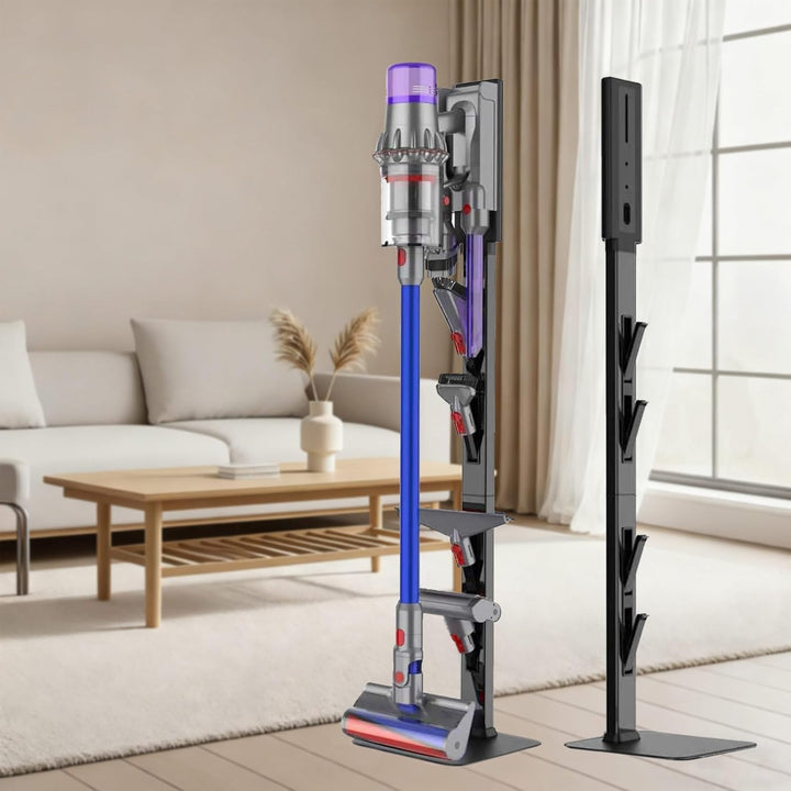 Staubsaugerständer für Dyson mit faltbaren Aufbewahrungshaken und robuster Basis aus Karbonstahl, oh