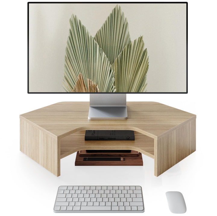 Fenge Monitorständer, L-förmig für Ecken Laptop PC, Monitor Stand, Eiche, Eiche