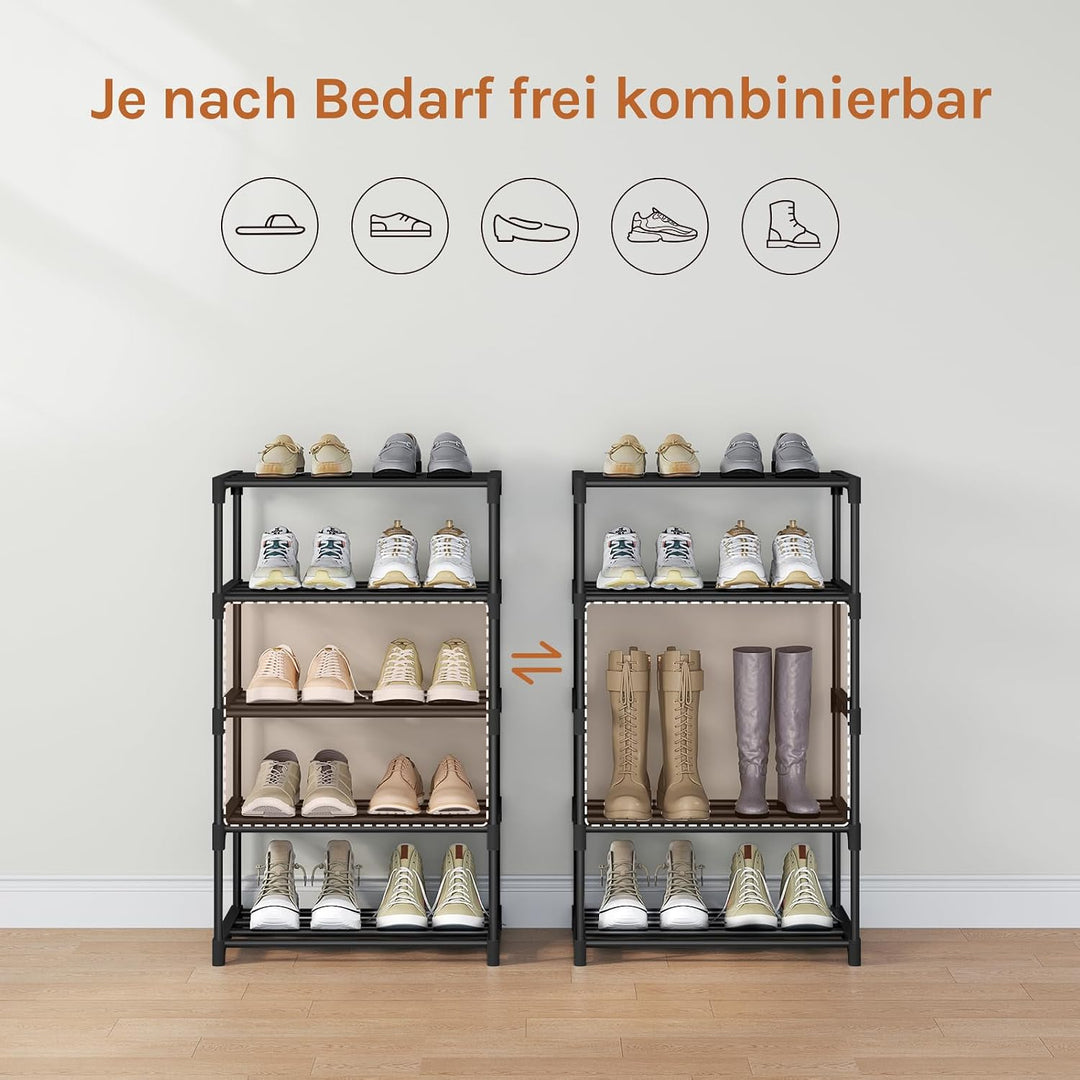 WOLTU Schuhregal schmal 5 Ebenen für 10 Paar Schuhe, Schuhorganizer Schuhaufbewahrung platzsparend,