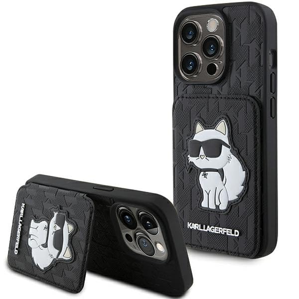 Karl Lagerfeld KLHCP15LSAKCNSCK Hülle für iPhone 15 Pro 6.1" Schwarz hardcase Saffiano Cardslots and