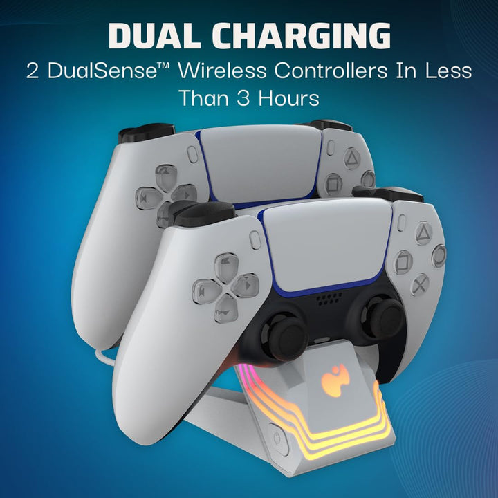 PDP PS5 Afterglow Wave DUAL Charger White, Afterglow
