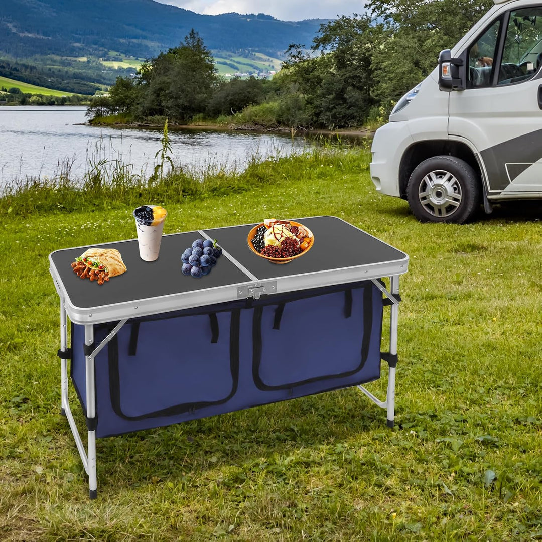 Campingtisch Klappbar, 120*47cm 2 Panels Höhenverstellbar Camping-Tisch