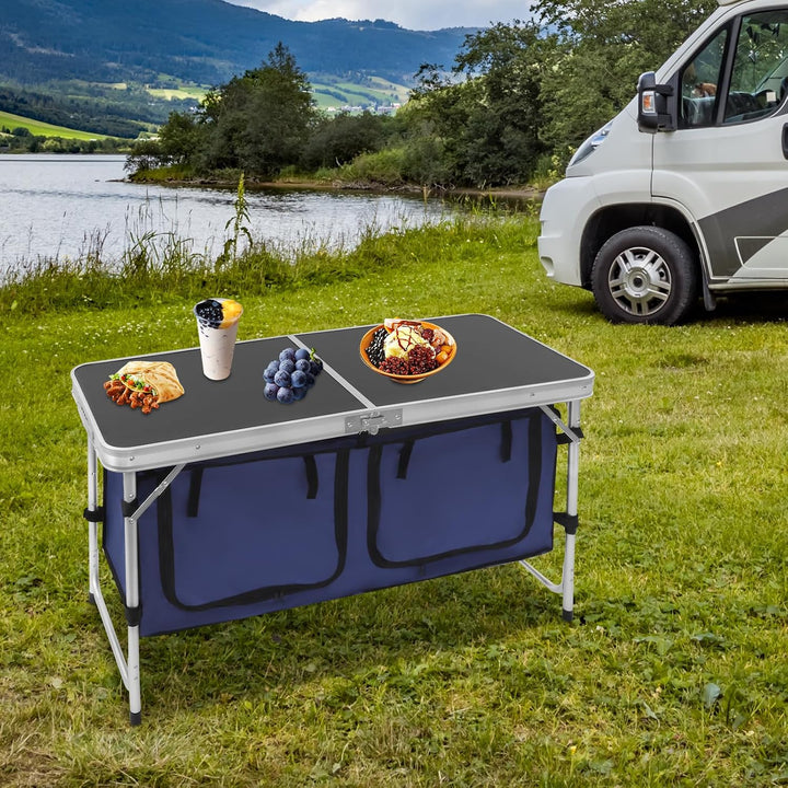 Campingtisch Klappbar, 120*47cm 2 Panels Höhenverstellbar Camping-Tisch