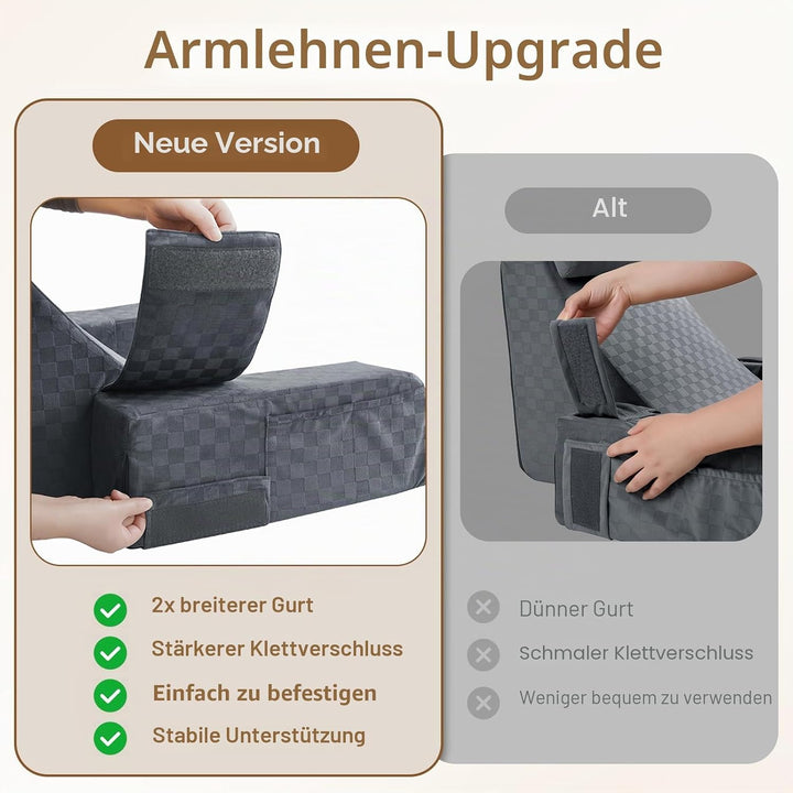 Vekkia 19" Lesekissen für Bett und Sofa, Lesekissen für Erwachsene Schwarz Grau 45° 48,3 cm, Schwarz
