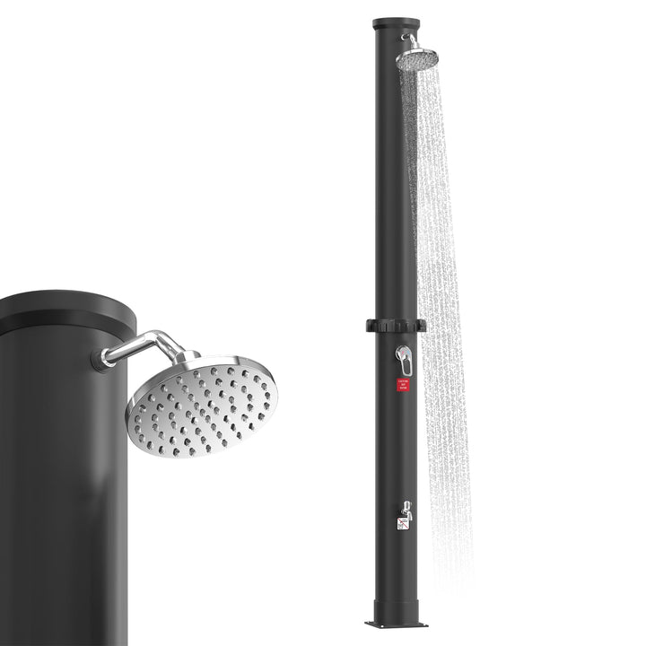 UISEBRT Solardusche 40 Liter, Solar Gartendusche 216 cm Hoch, Regenduschkopf Schwenkbar, max. 60°C,