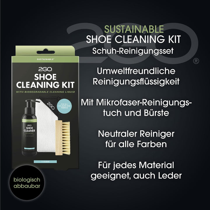 2GO Schuh-Reinigungsset - Sustainable Shoe Cleaning Kit, Umweltfreundlich, Mikrofasertuch, Bürste, a