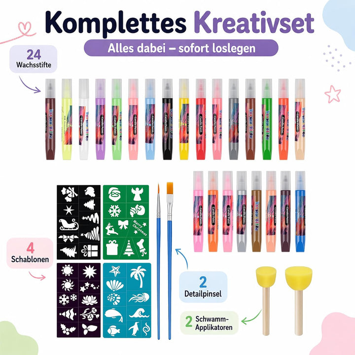 Kkluno 10ml 24er Set Kerzenstifte Wachsstifte Kerzen Bemalen DIY Basteln