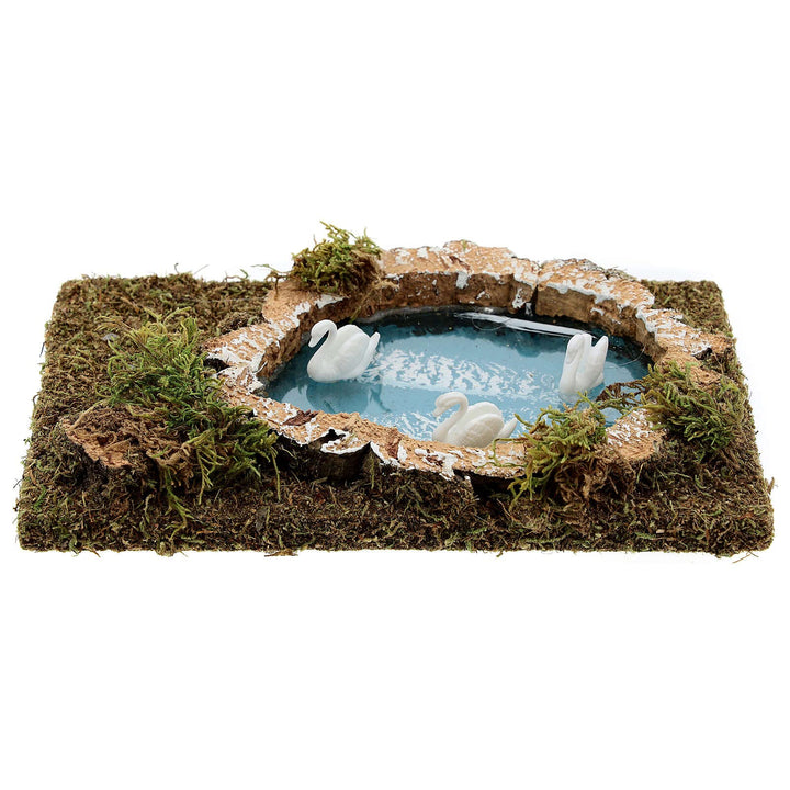 Holyart See mit Schwänen für Krippe 20x13 cm