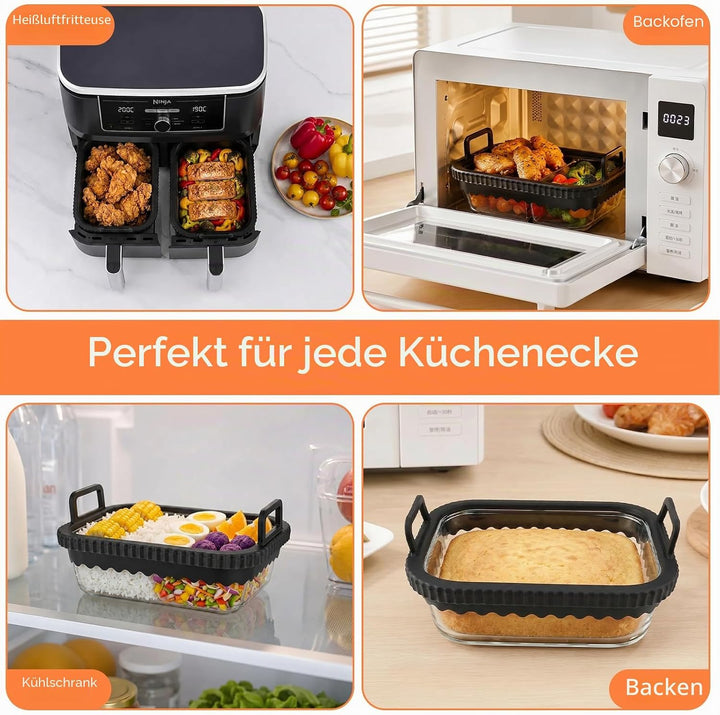 2 Stück Glas Auflaufform Airfryer für Ninja AF400EU Heissluftfritteuse