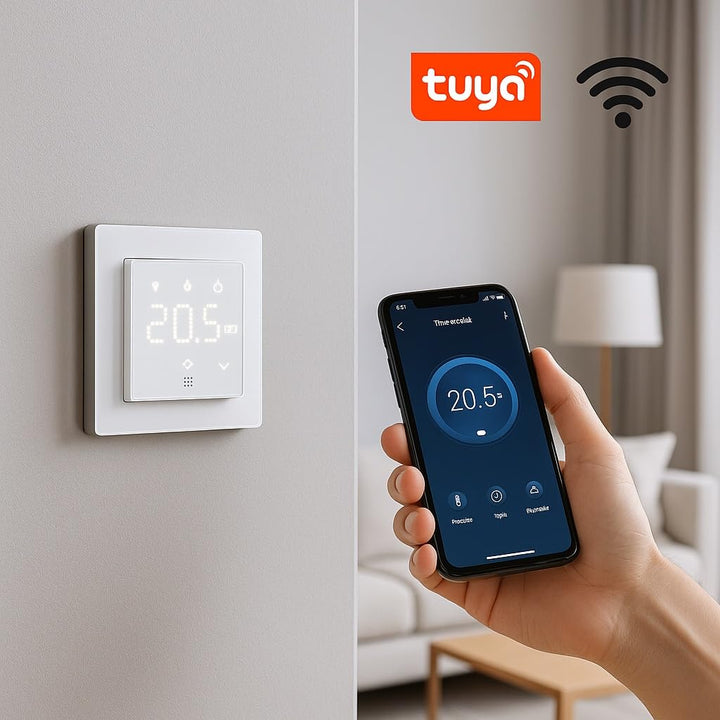 TUYA WLAN-Thermostat, programmierbares Modul, 2P, 240 V, Touch-Display mit Hintergrundbeleuchtung, w