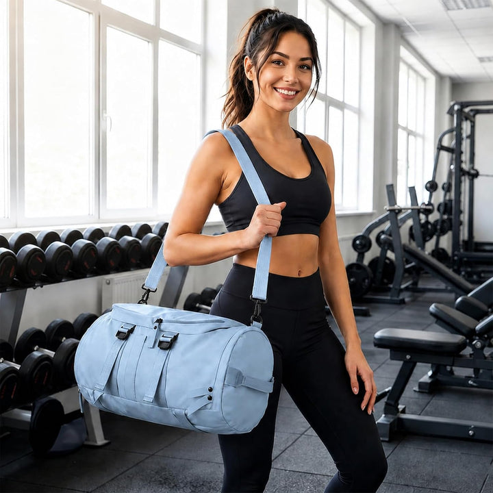 Sporttasche mit Rucksackfunktion, Reisetasche Gross für Damen und Herren, Weekender mit Schuhfach, S