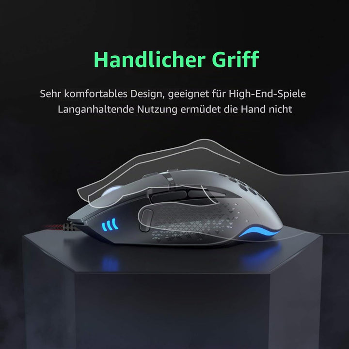 Gaming Maus Kabel Ergonomisch USB Laptop PC Gamer Maus 7200 DPI Optischer Sensor 8 Programmierbar Ta