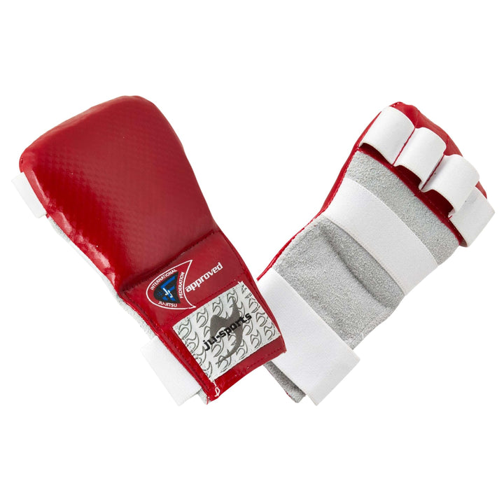 Ju-Sports Handschutz Ju Jutsu Pro Quick - rot, PU &amp; Leder I Hochwertiger Wettkampf Handschoner für K