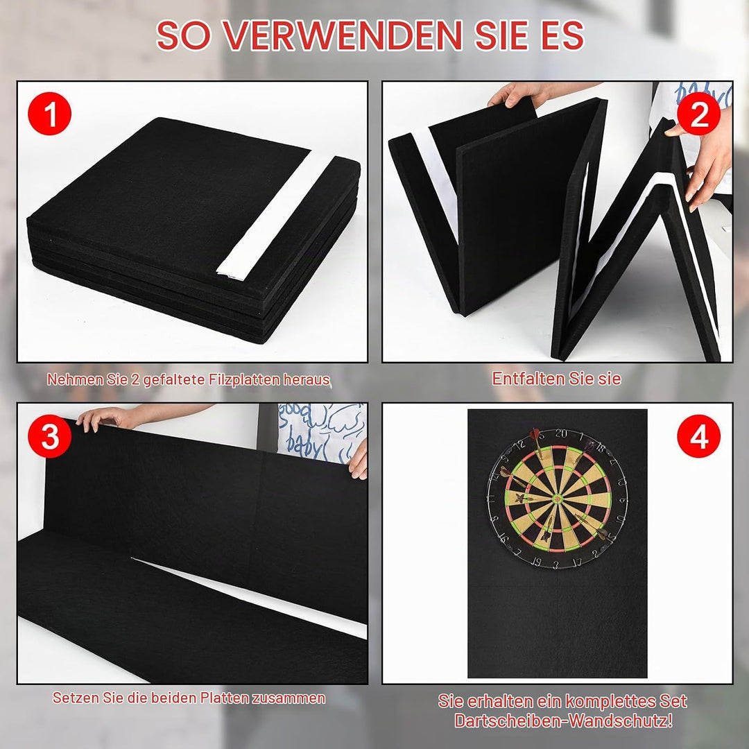 Dartscheibe Wandschutz Schwarz 600×900×12mm – Dart Surround Schutzmatte, Selbstklebende Dartscheiben