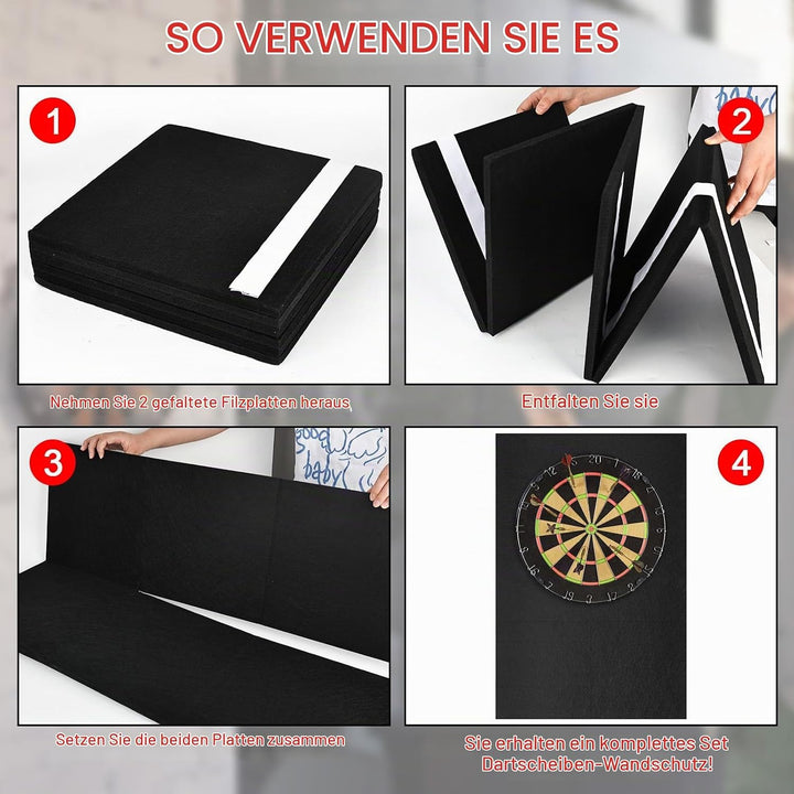 Dartscheibe Wandschutz Schwarz 600×900×12mm – Dart Surround Schutzmatte, Selbstklebende Dartscheiben