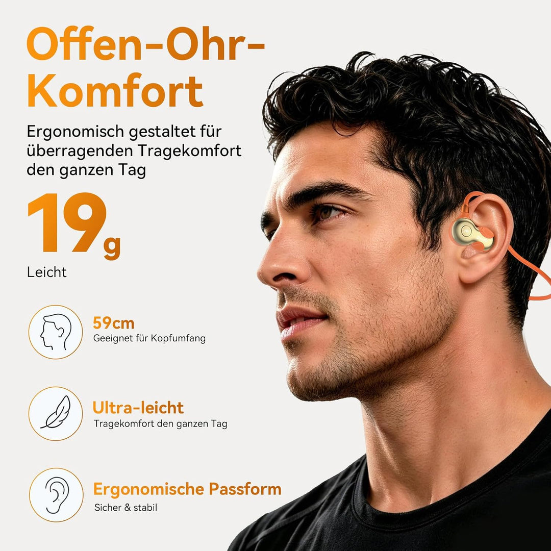 OHAYO Open Ear Kopfhörer Bluetooth, Kopfhörer Joggen, Bluetooth 6.0, Wasserdicht nach IPX7, 10h Lauf