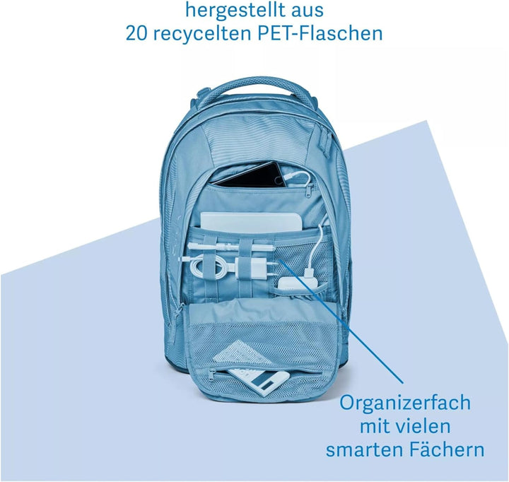 satch pack Schulrucksack Set 3 teilig ab 5. Klasse ergonomisch 30L Stauraum mit Schlamperbox Sportbe