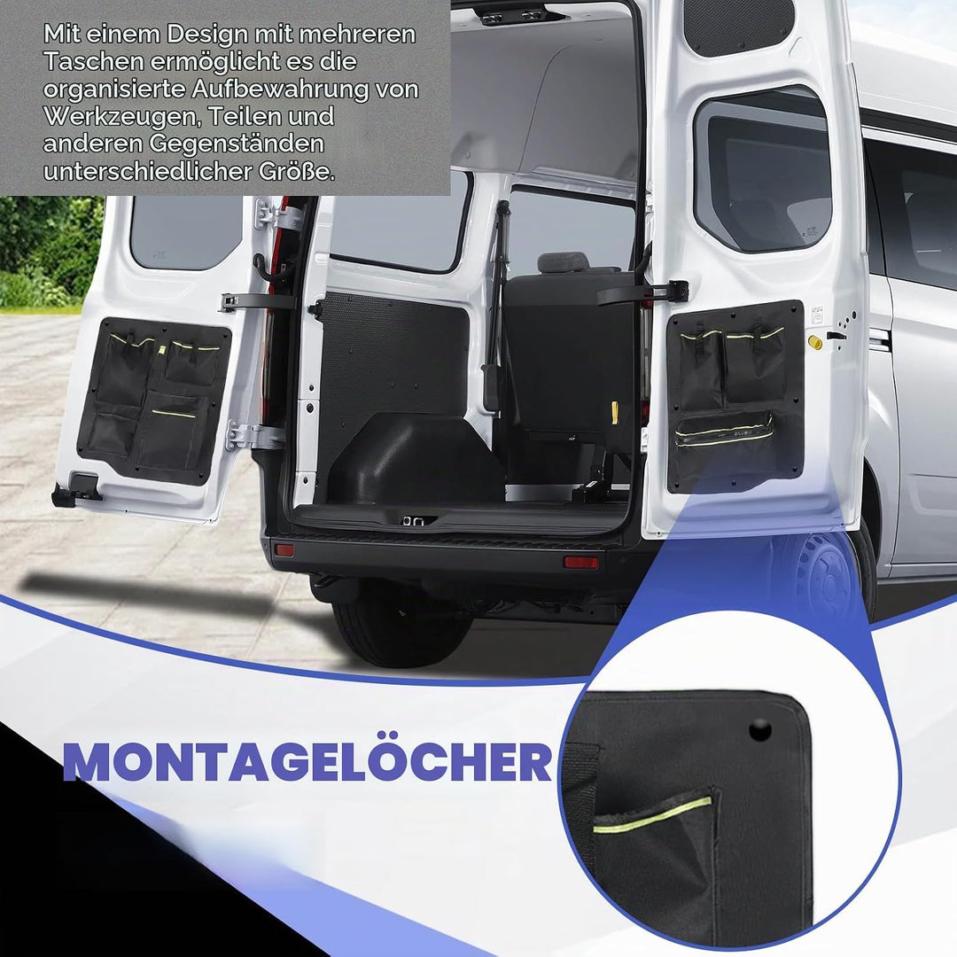 Scheunentor-Aufbewahrungsorganizer kompatibel mit Ford Transit Custom 2012-2023, 2 Pcs Scheunentür L