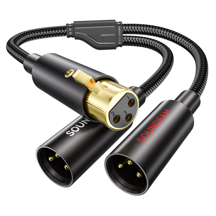 XLR Splitter Kabel 0.5M, Professional XLR Y Splitter 1 Buchse Auf 2 Stecker 3-Pol Balanciertes Mikro