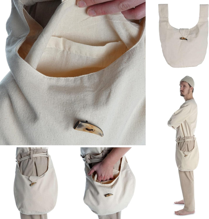 Mittelalter-Tasche Gürteltasche Baumwolle Modell: Egil Beige, Beige