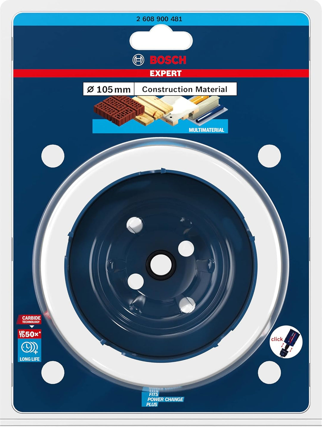 Bosch Accessories 1x Expert Construction Material Lochsäge (für Weichholz, Ø 105 mm, Zubehör Schlagb