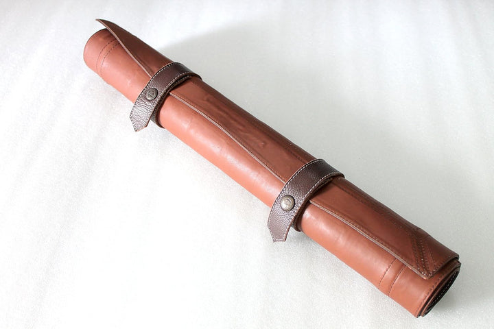 StonKraft 19 "x 19" Echtes Leder Schach - Braune Farbe | Roll-up Schach | Turnier Schach