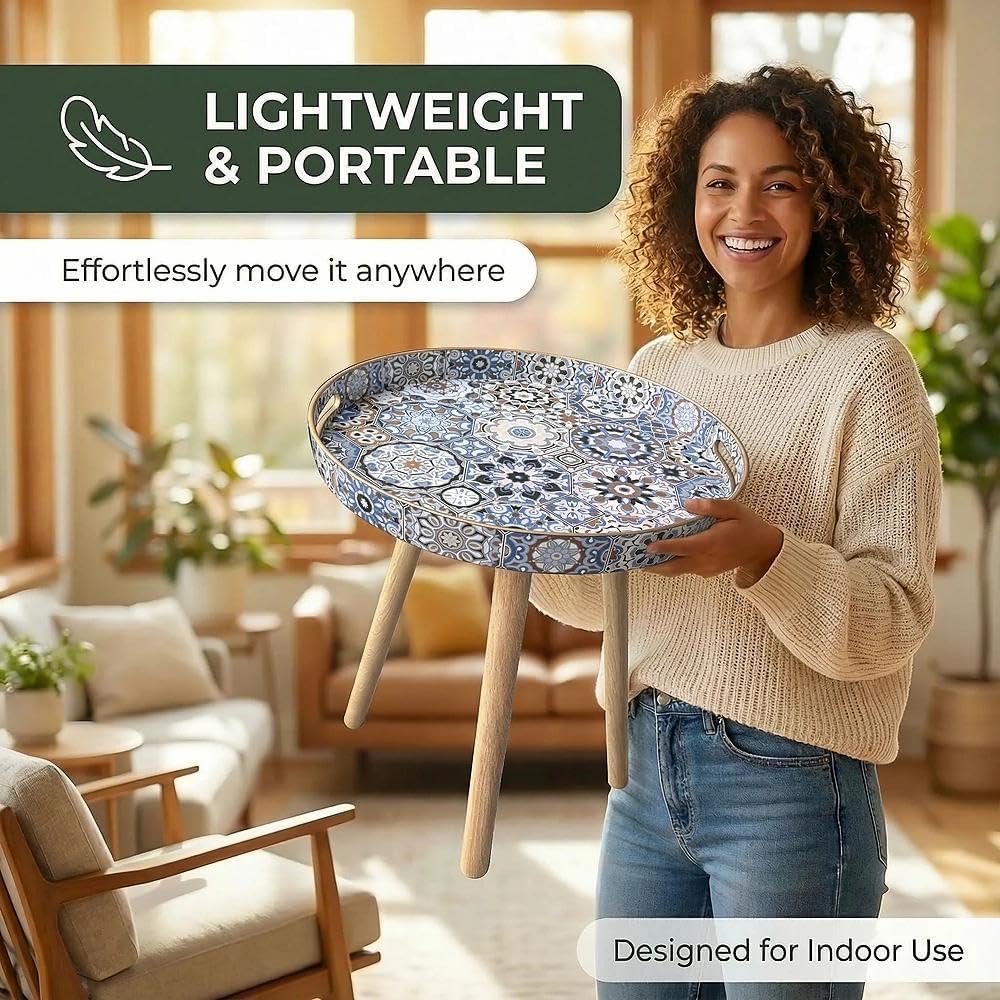 Simmer Stone Kunststoff-Tablett mit abnehmbaren drei Holzbeinen, 45 cm (17,7 Zoll), vielseitiger Bei