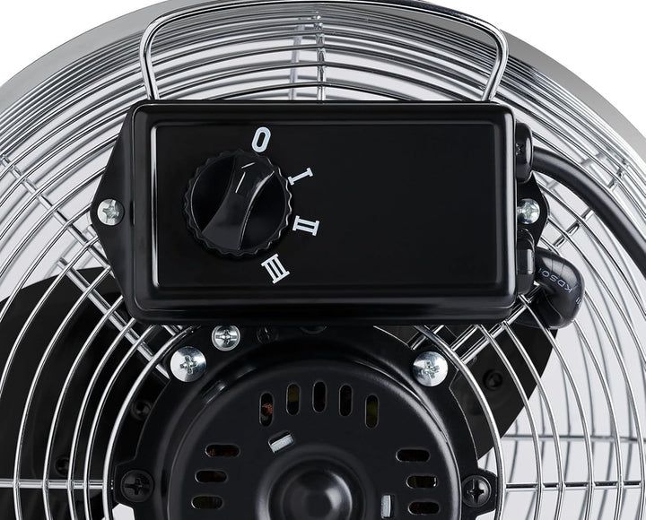Bigben 48-W-Tischventilator, 3 Geschwindigkeitsstufen, neigbarer Kopf, gebürstetes Aluminium, für Sc