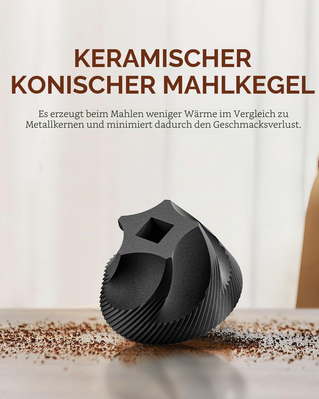 CIRCLE JOY Tragbare Manuelle Kaffeemühle mit keramischem Konischem Frässtift und 40 Externen Einstel