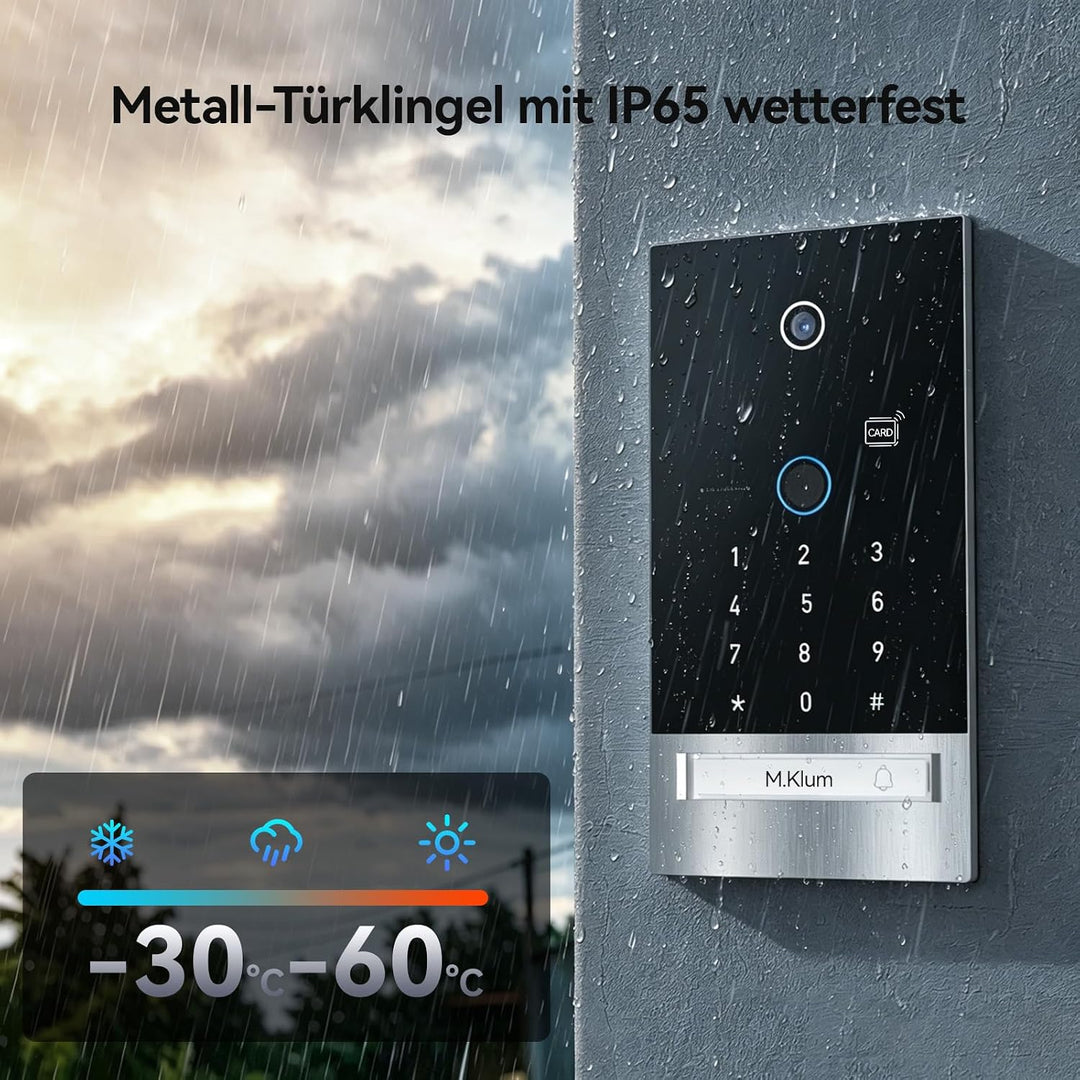 TMEZON WLAN 1080P Video Türsprechanlage mit 7" Touchscreen und Türöffner, Metall-Türklingel mit Kame