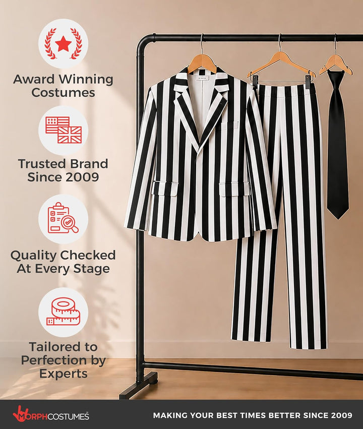 Fun Shack Gestreiftes Anzug Kostüm Herren, Schräges Halloween Kostüm M Schwarz, M Schwarz