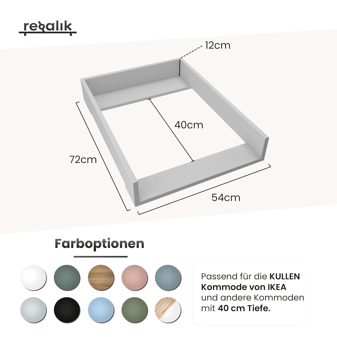 Wickelaufsatz für Kullen von IKEA für 40 cm Kommoden, Aschgrau | Abnehmbar Wickelkommode Aufsatz, Wi