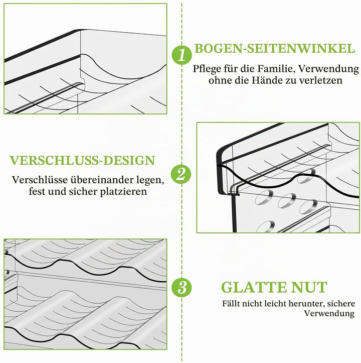 Kühlschrank Organizer Flaschen: 8 Flaschen Stapelbarer Flaschenhalter, Weinflaschen Halter, Weinflas