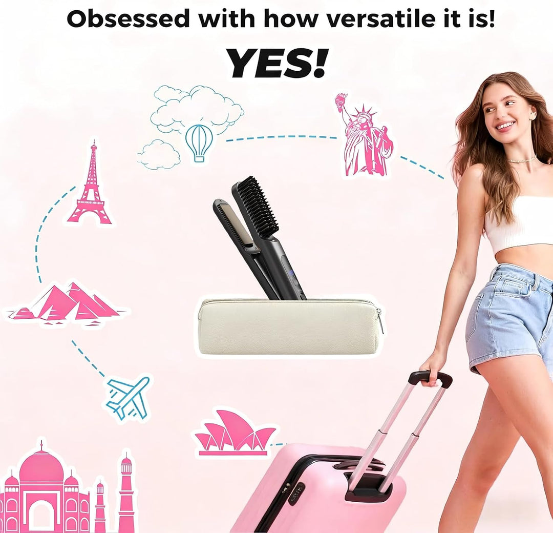 Glätteisen Haarglätter Bürste 2in1 Glätteisen Locken und Glätten Rosa, Rosa