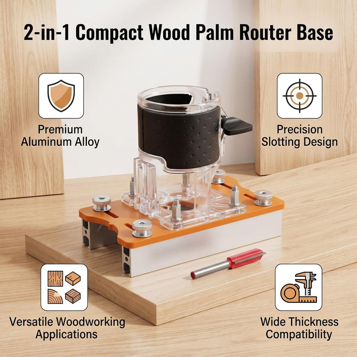 2-in-1-Holz-Router-Basis, Kompakte Holz-Palmen-Router-Basis aus Aluminiumlegierung, Router-Schlitzha