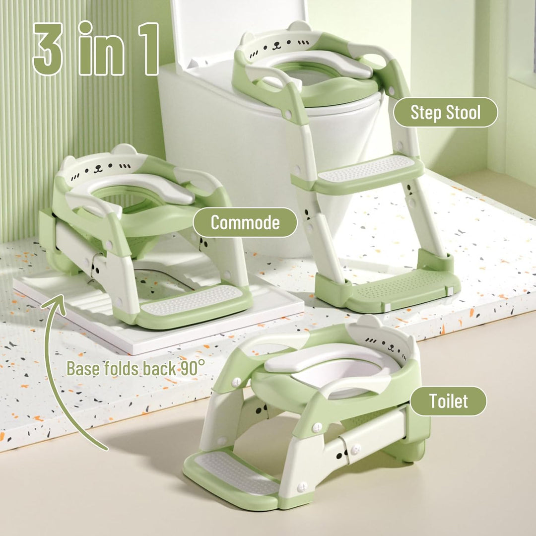 3-in-1 Toilettenleiter für Kinder mit Sitz und Treppe – Höhenverstellbarer Kinder Toilettensitz mit