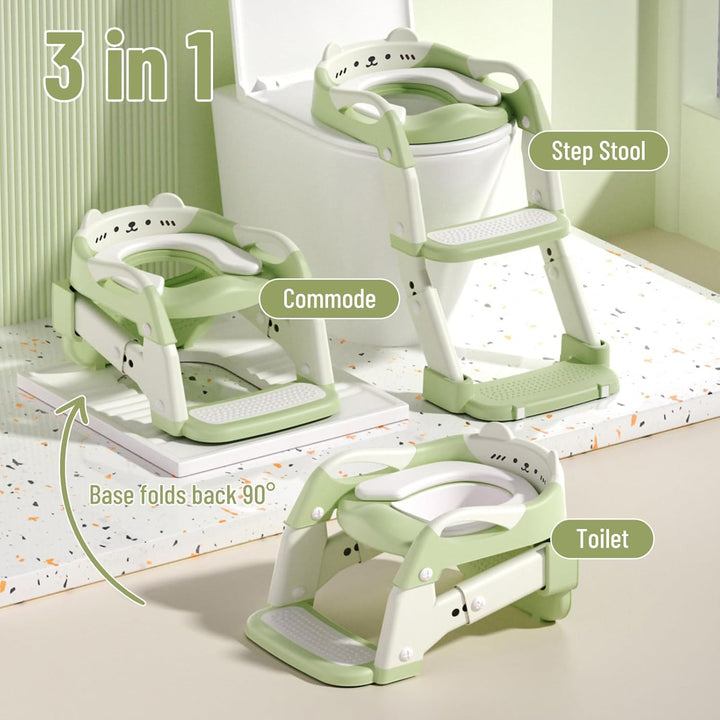 3-in-1 Toilettenleiter für Kinder mit Sitz und Treppe – Höhenverstellbarer Kinder Toilettensitz mit