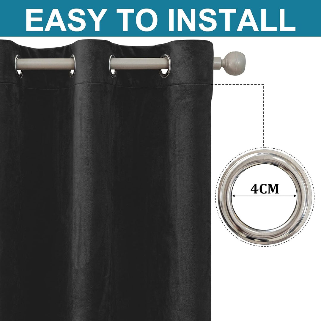 YSTELLAA Gardinen Samt 2er Set, 140×145 cm, Verdunklungsvorhänge Mit Ösen, Vorhang Blickdicht Wohnzi
