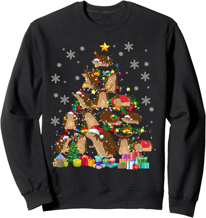 Weihnachtsmann Elf Rentier Igel Weihnachtsbaum Xmas Light Igel Sweatshirt