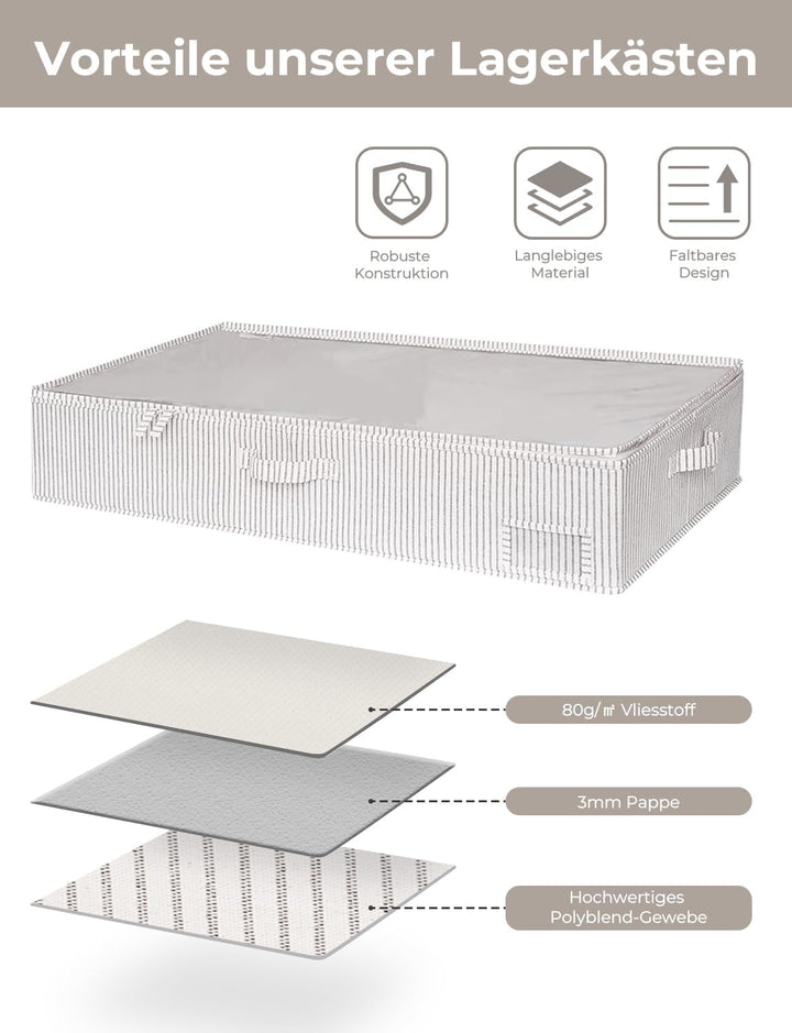 StorageWorks Unterbett Aufbewahrung, grosse Unterbett Aufbewahrungsbox mit Deckel Stoff, faltbare Un