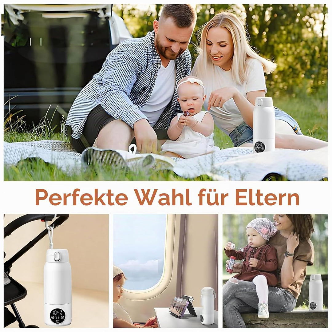Tragbarer Flaschenwärmer Baby für Unterwegs, Zwei Heizmodi für Muttermilch und Wasser, Schnelles Auf