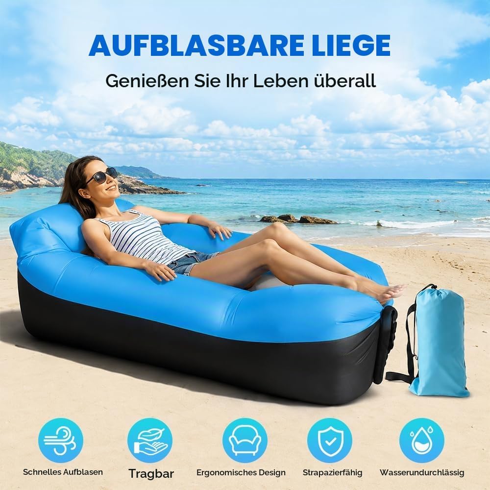 Aufblasbares Sofa, Camping Sofa Aufblasbar, Tragbares Luft Sitzsack mit Aufbewahrungstasche, Air Lou