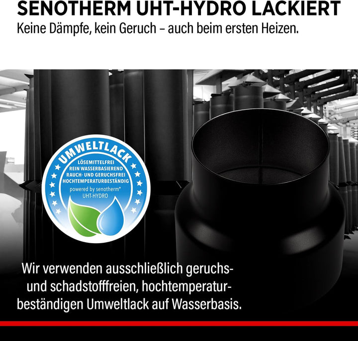 BERTRAMS Reduktion 150W-130E Schwarz | Ofenrohr Reduzierung 150 auf 130