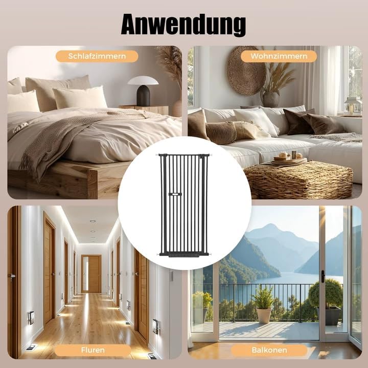 Treppengitter Schutzgitter für Haustiere Extra Hoch 150cm, Treppengitter Ohne Bohren Hundezaun Verse